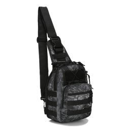 Mens Backpack Tactical Sling Shoulder Bag Molle Travel Chest Pack Outdoor Hiking (Model: Python Black)