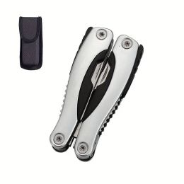 "Professional Stainless Steel Multi-Tool Pliers Set - 12-in-1 Survival Tool with Nylon Sheath" (Color: Silvery camping outdoor special)